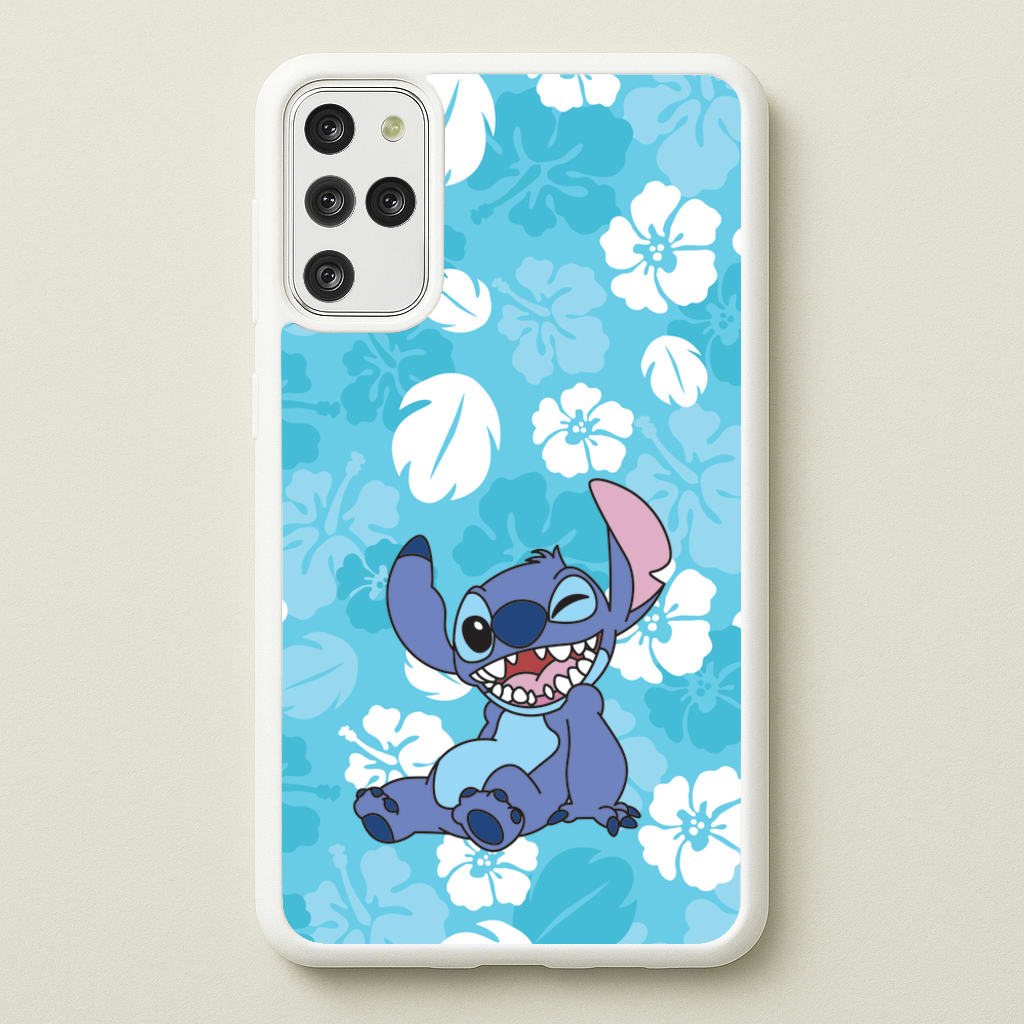 Cute Blue Alien Floral Pattern - Stitch Phone Case for Galaxy S20 Plus