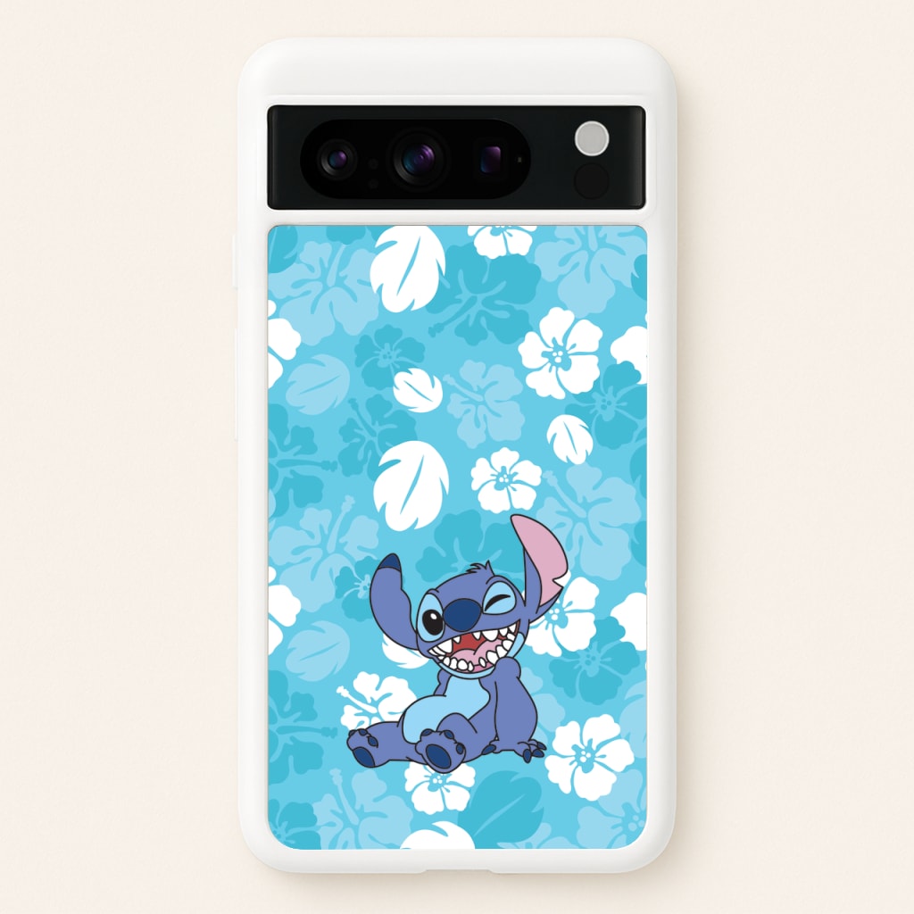 Cute Blue Alien Floral Pattern - Stitch Phone Case for Google Pixel 8 Pro