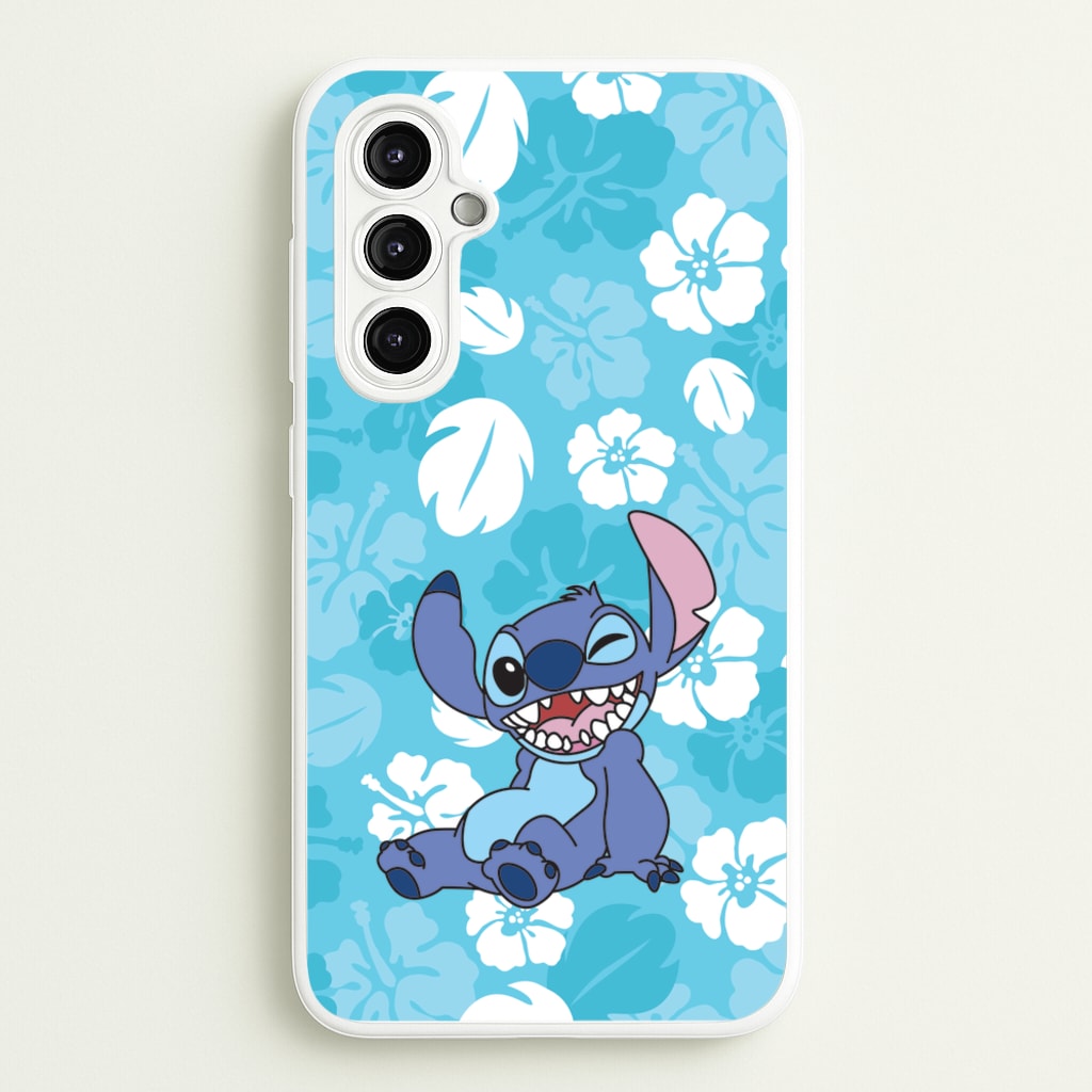 Cute Blue Alien Floral Pattern - Stitch Phone Case for Galaxy A14