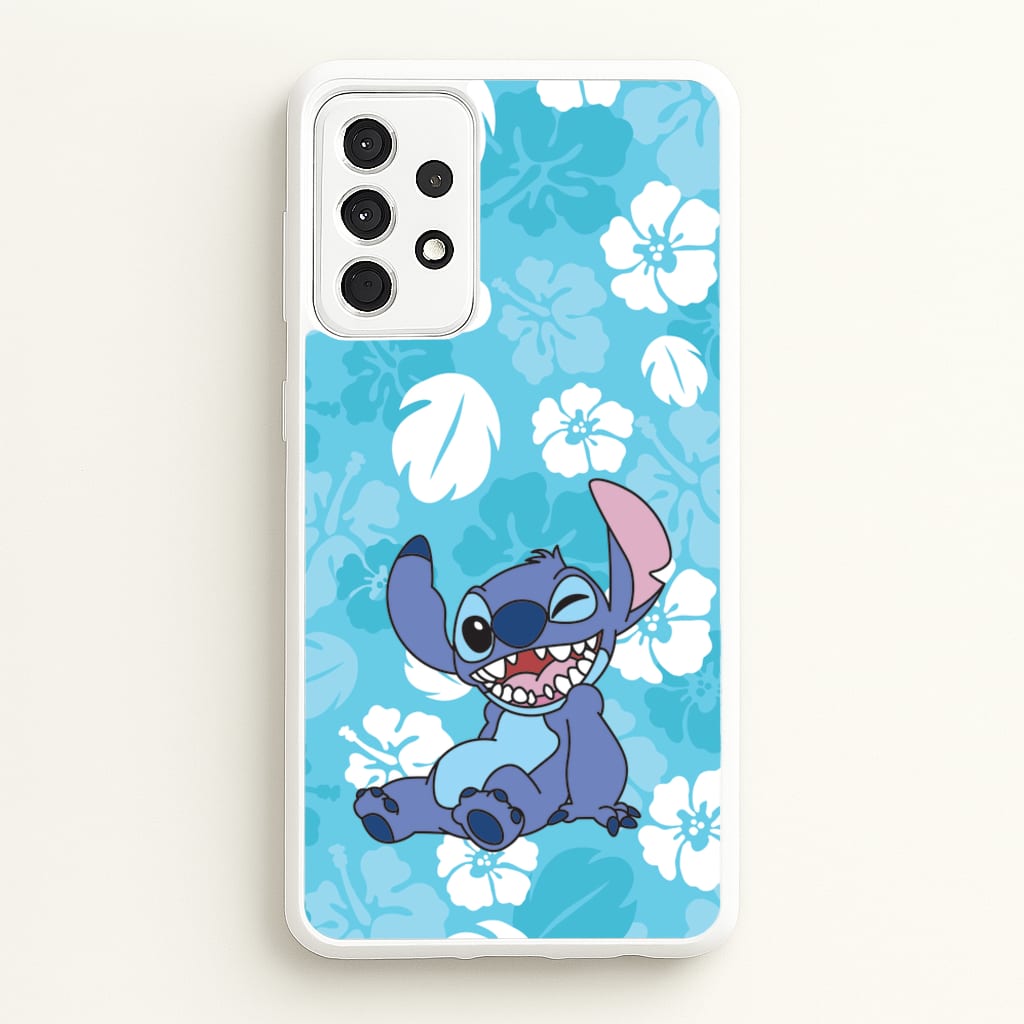 Cute Blue Alien Floral Pattern - Stitch Phone Case for Galaxy A52 / A52s