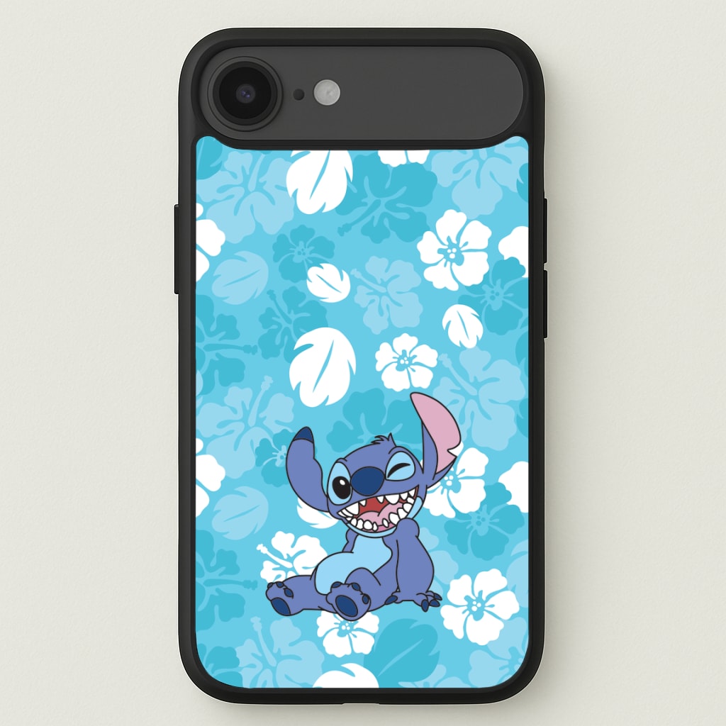 Cute Blue Alien Floral Pattern Phone Case for iPhone 17 Air