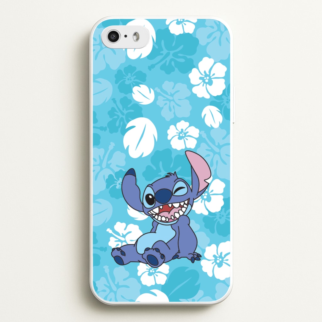 Cute Blue Alien Floral Pattern - Stitch Phone Case for iPhone 5 / 5s / SE 2016