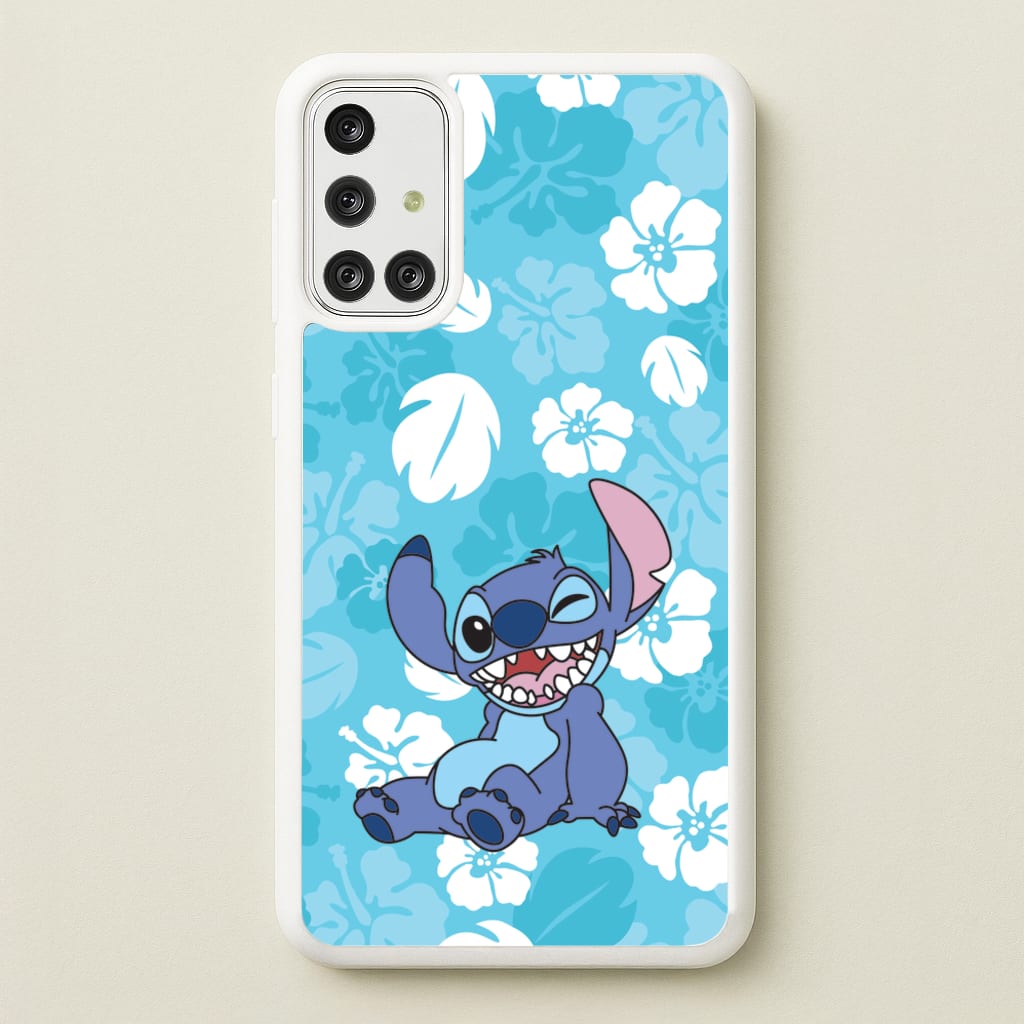 Cute Blue Alien Floral Pattern - Stitch Phone Case for Galaxy A71