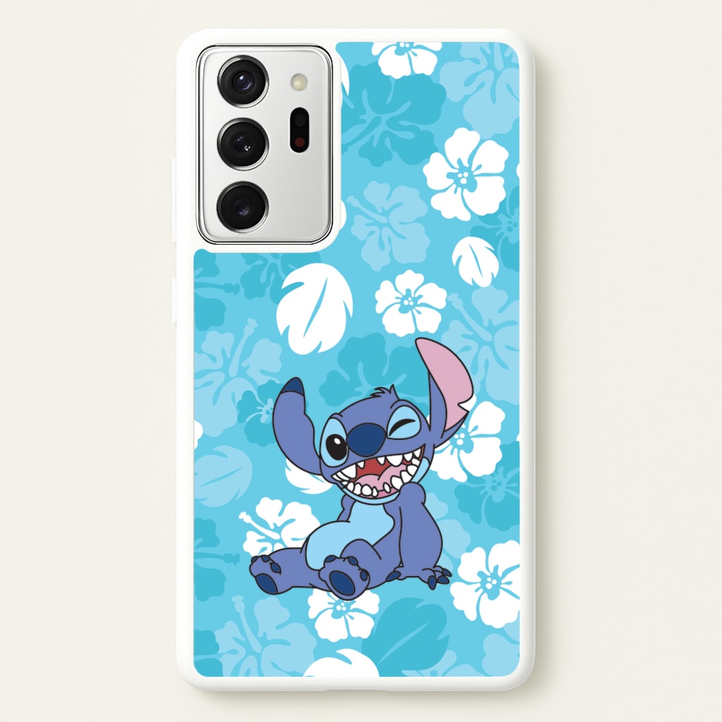 Cute Blue Alien Floral Pattern - Stitch Phone Case for Galaxy Note 20 Ultra
