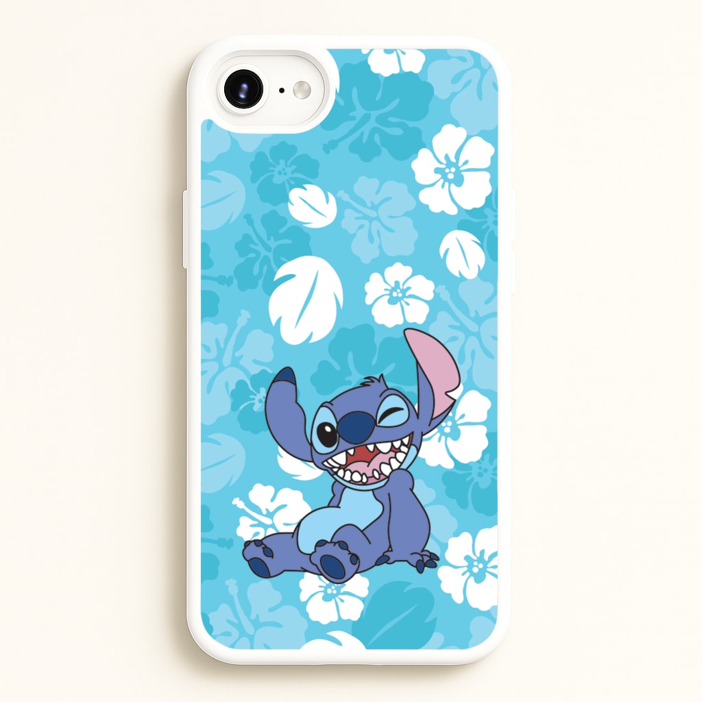 Cute Blue Alien Floral Pattern - Stitch Phone Case for iPhone 6 / 7 / 8 / SE