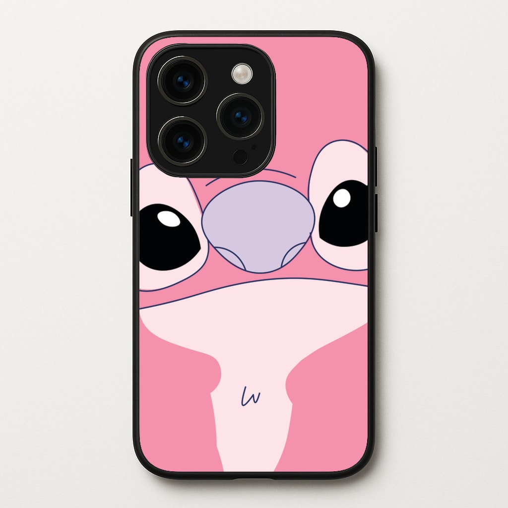 Cute Pink Alien Face - Stitch Phone Case for iPhone 14 Pro