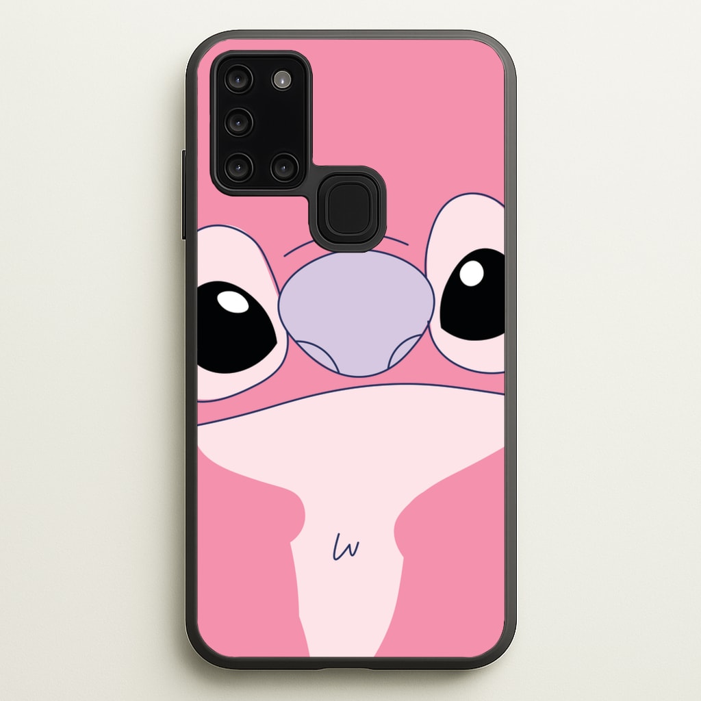 Cute Pink Alien Face - Stitch Phone Case for Galaxy A21s