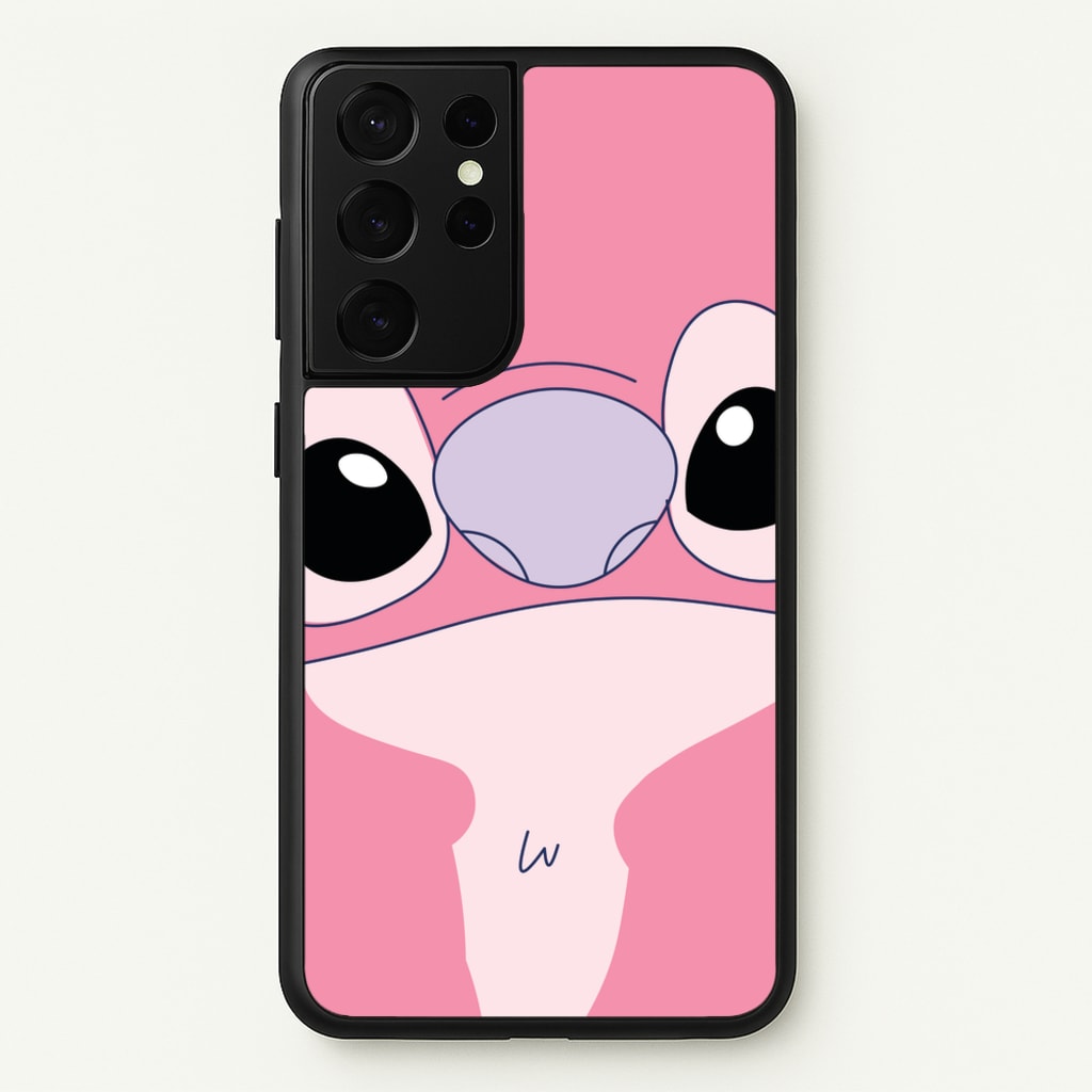 Cute Pink Alien Face - Stitch Phone Case for Galaxy S21 Ultra