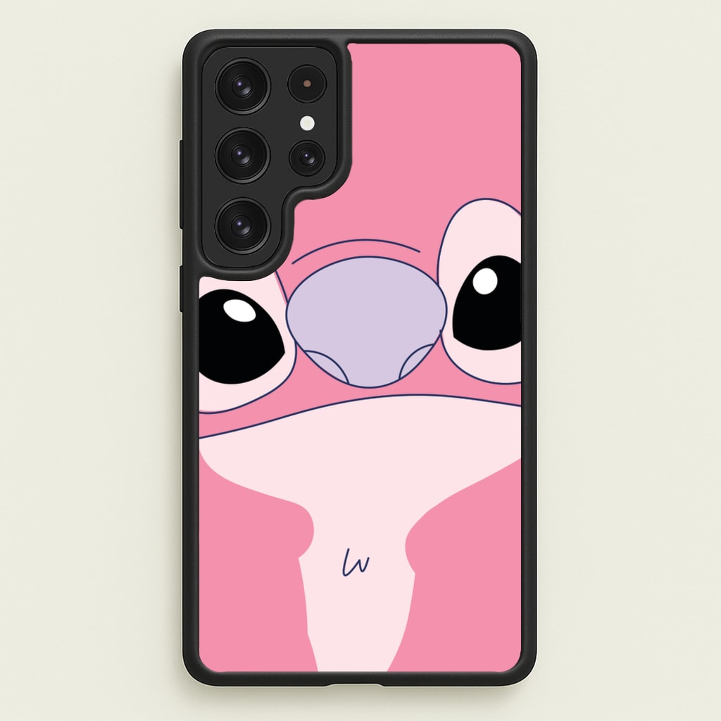 Cute Pink Alien Face - Stitch Phone Case for Galaxy S23 Ultra