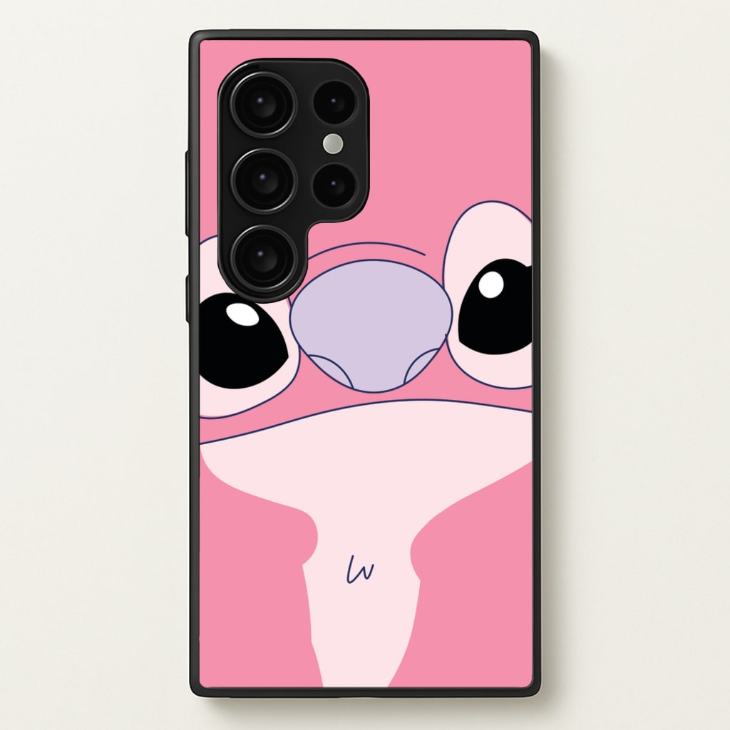 Cute Pink Alien Face - Stitch Phone Case for Galaxy S24 Ultra