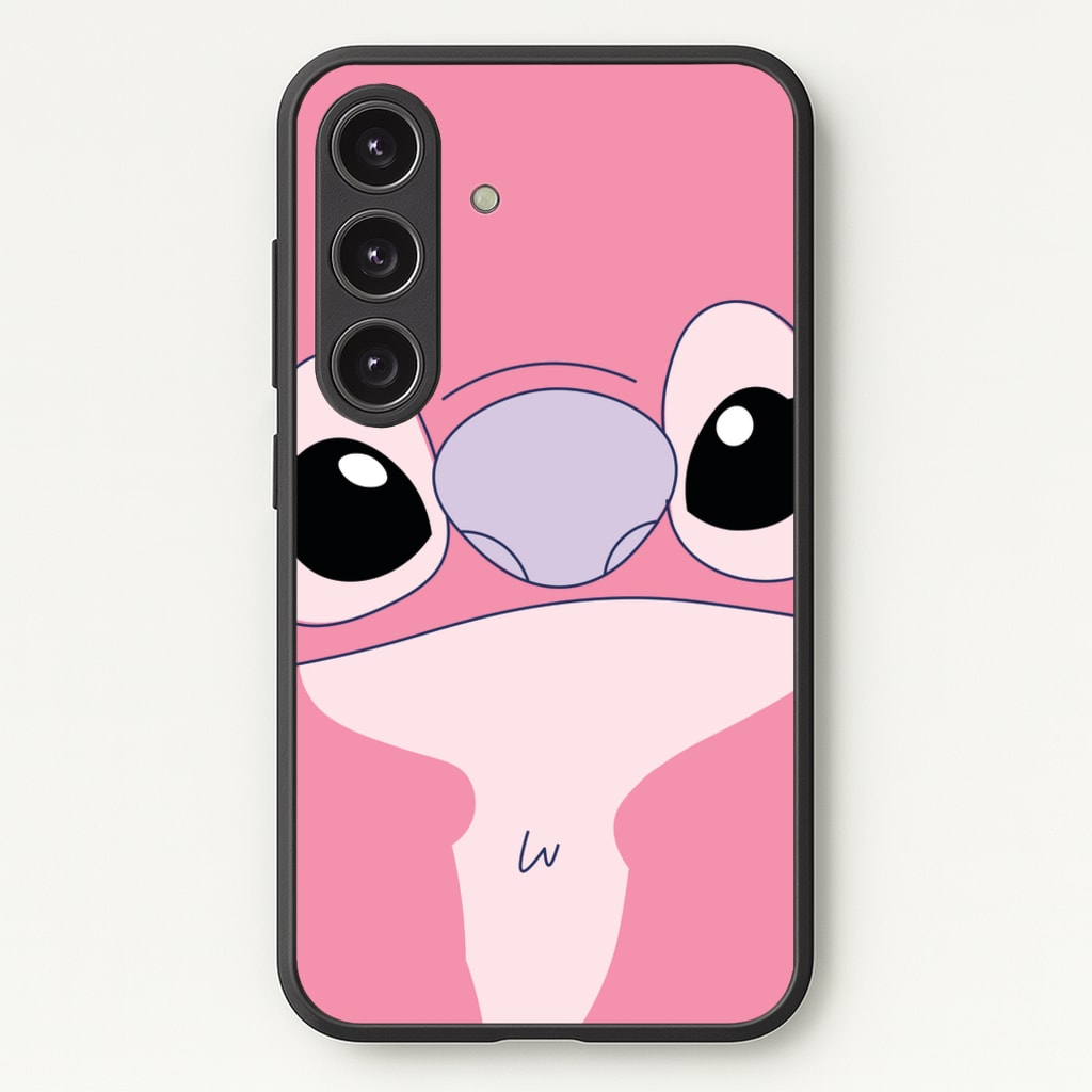 Cute Pink Alien Face - Stitch Phone Case for Galaxy S24