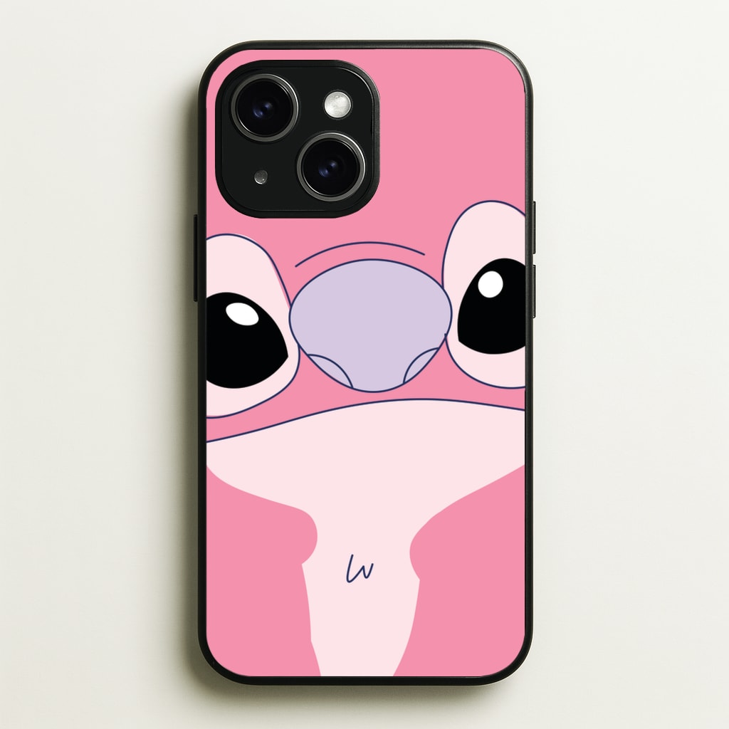 Cute Pink Alien Face - Stitch Phone Case for iPhone 14