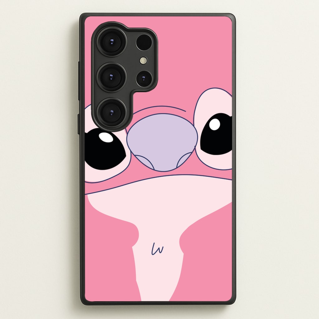 Cute Pink Alien Face - Stitch Phone Case for Galaxy S25 Ultra