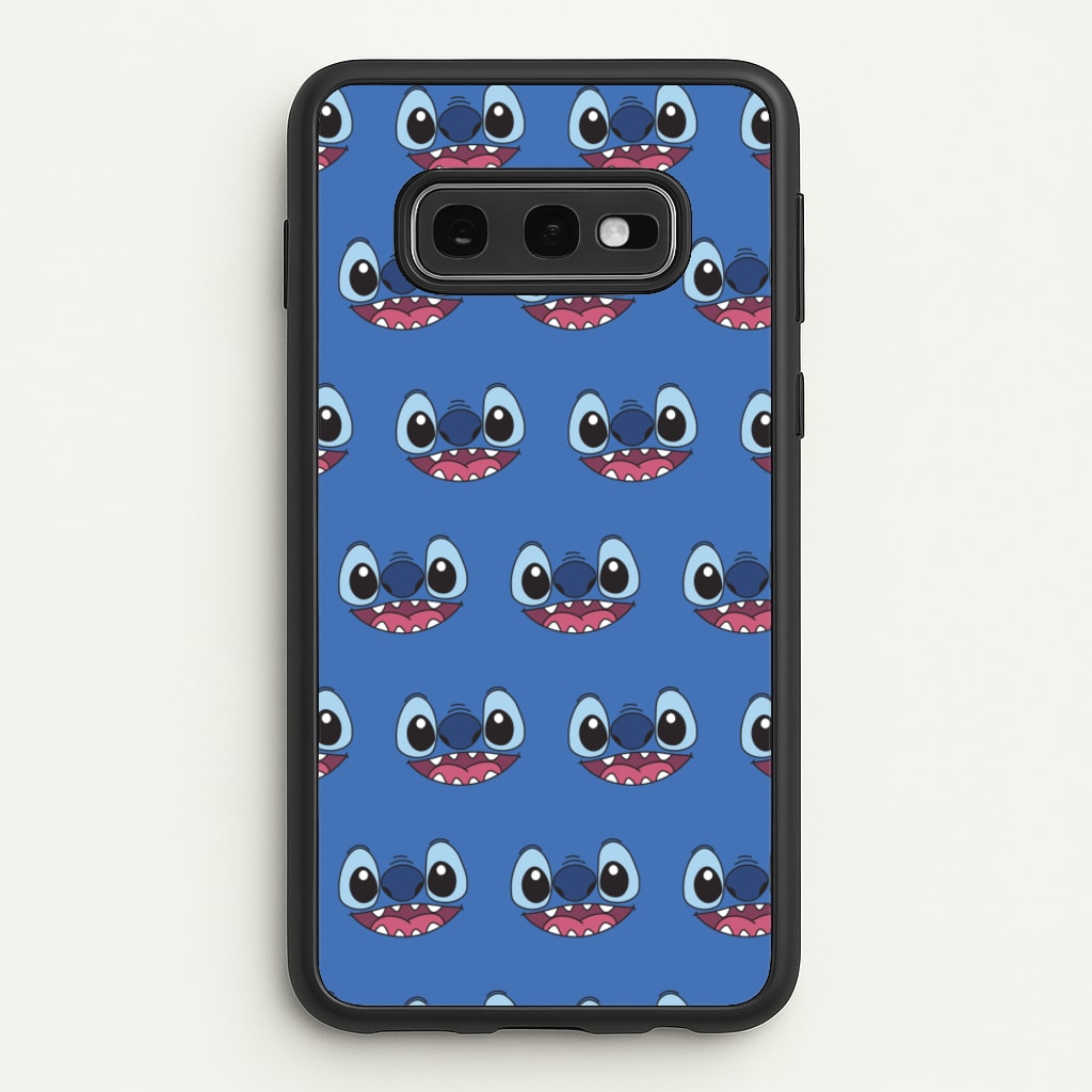 Blue Alien Face Pattern - Stitch Phone Case for Galaxy S10e
