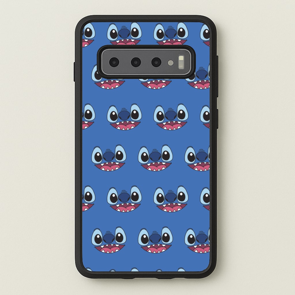 Blue Alien Face Pattern - Stitch Phone Case for Galaxy S10