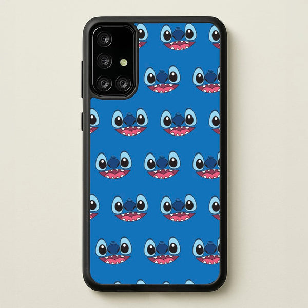 Blue Alien Face Pattern - Stitch Phone Case for Galaxy A71