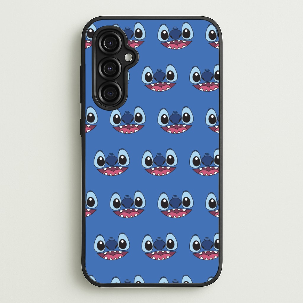 Blue Alien Face Pattern - Stitch Phone Case for Galaxy A14