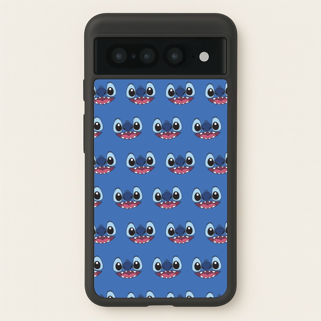 Blue Alien Face Pattern - Stitch Phone Case for Google Pixel 7 Pro