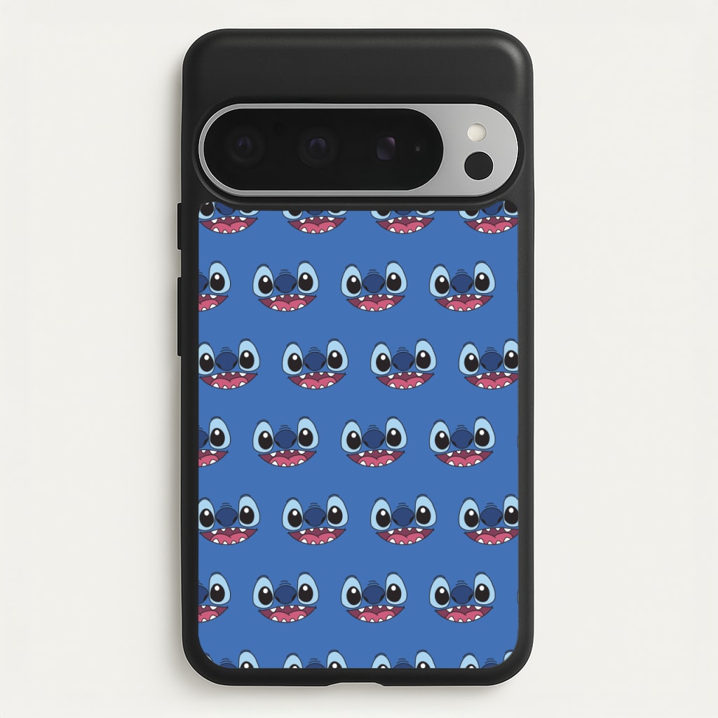 Blue Alien Face Pattern - Stitch Phone Case for Google Pixel 9 Pro XL