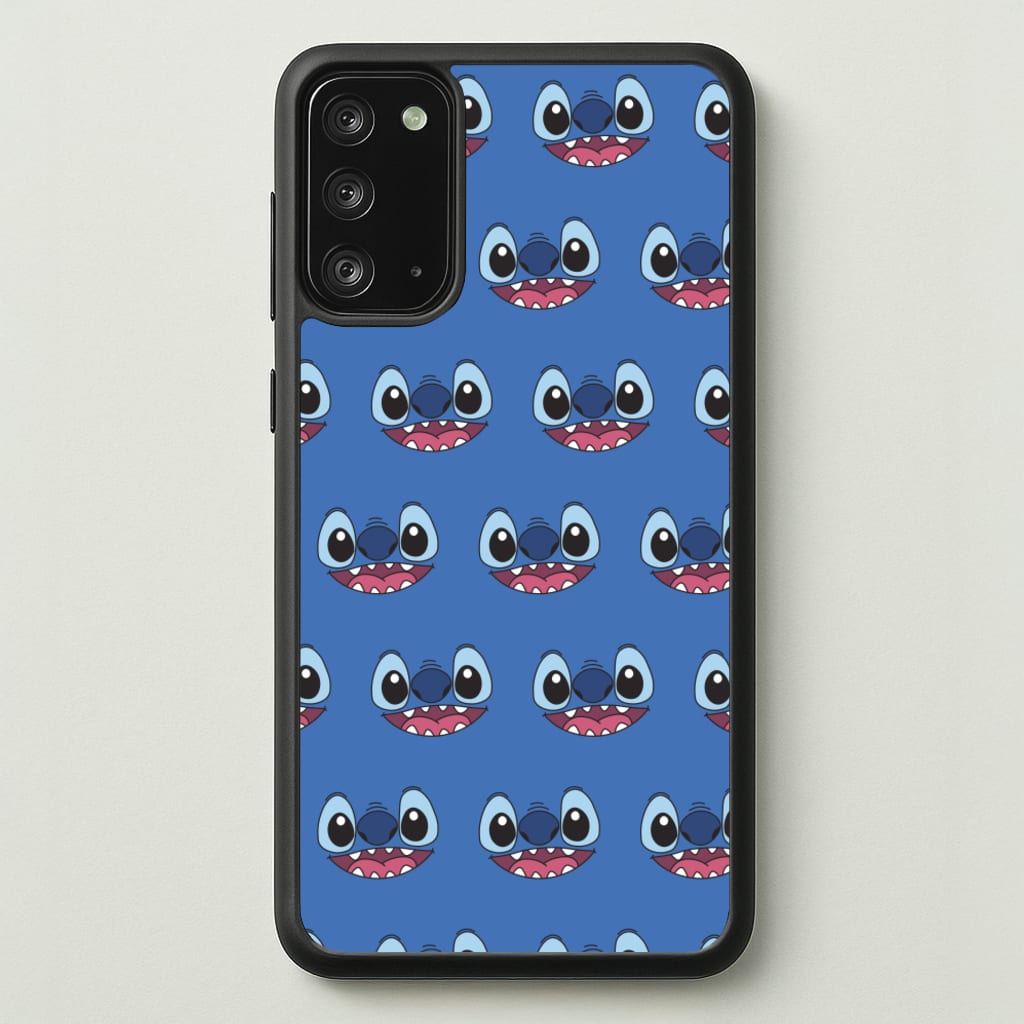 Blue Alien Face Pattern - Stitch Phone Case for Galaxy Note 20