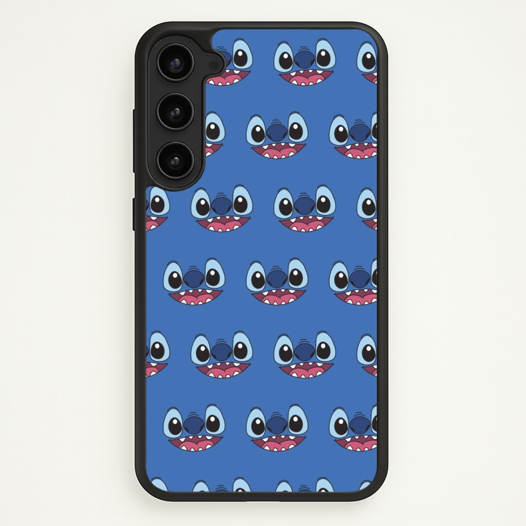 Blue Alien Face Pattern - Stitch Phone Case for Galaxy S23