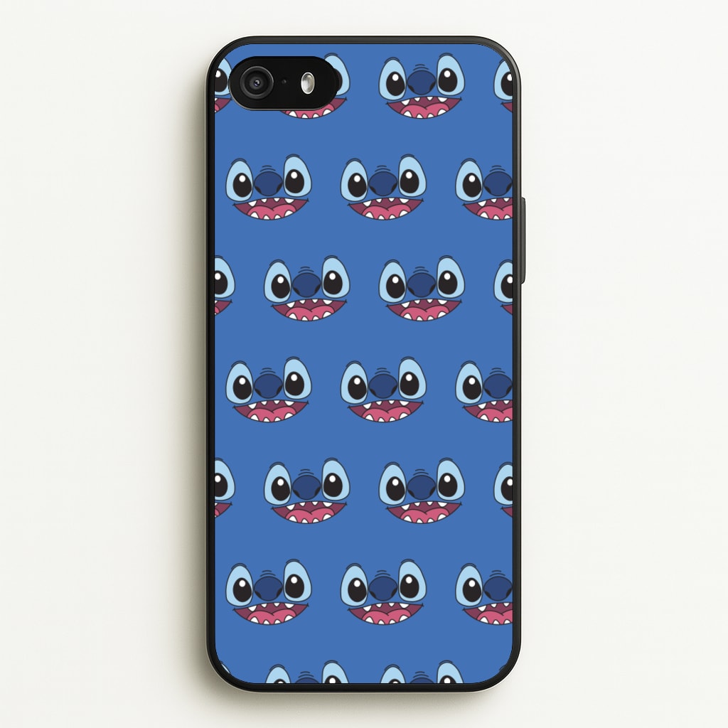 Blue Alien Face Pattern - Stitch Phone Case for iPhone 5 / 5s / SE 2016