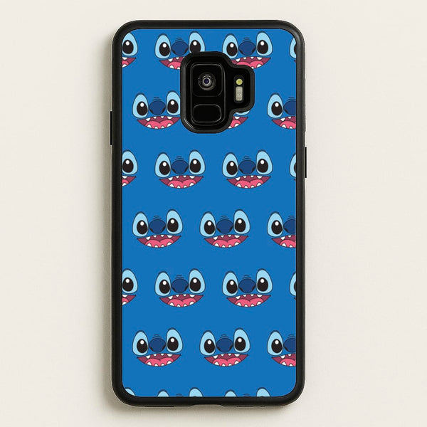 Blue Alien Face Pattern - Stitch Phone Case for Galaxy S9