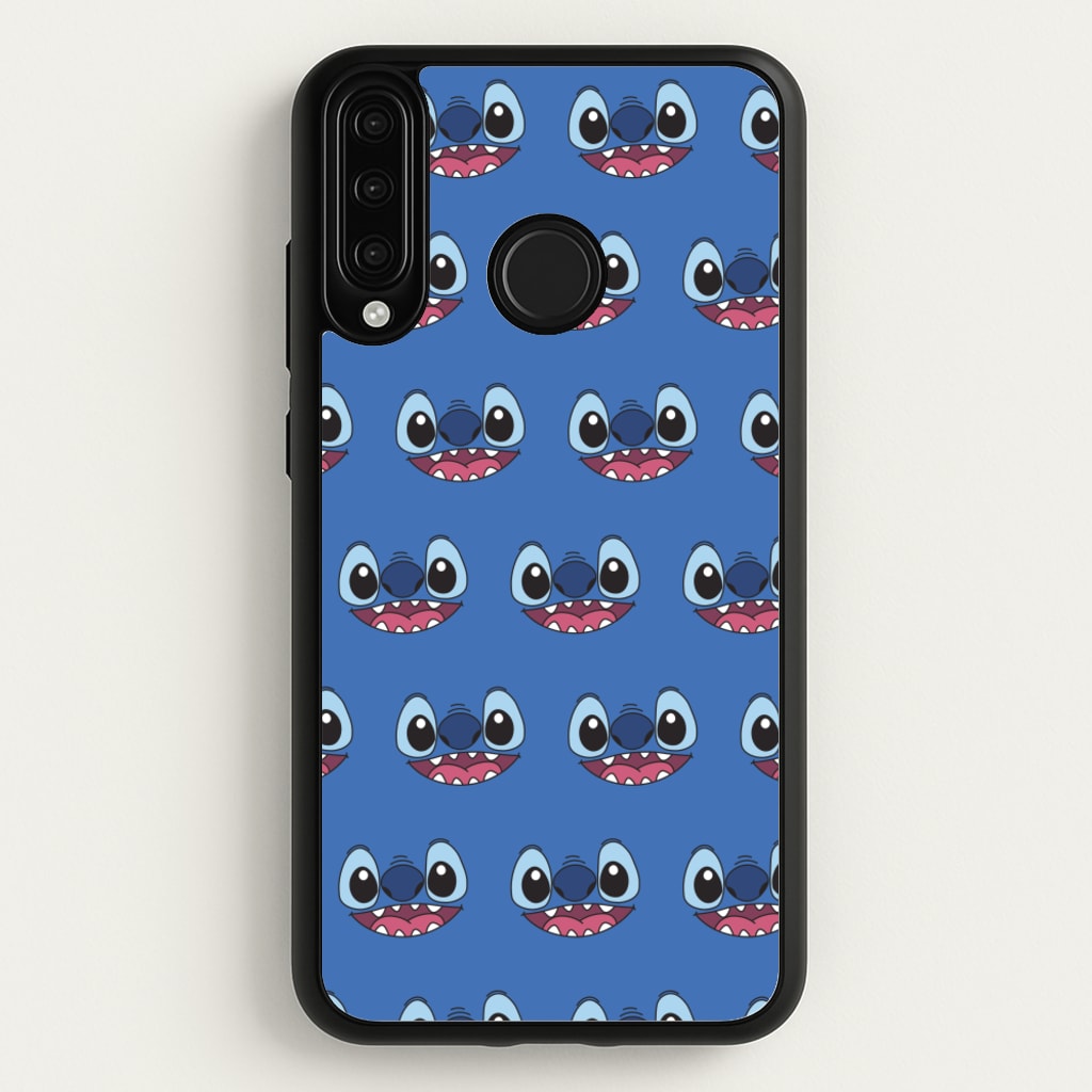 Blue Alien Face Pattern - Stitch Phone Case for Huawei P30 Lite