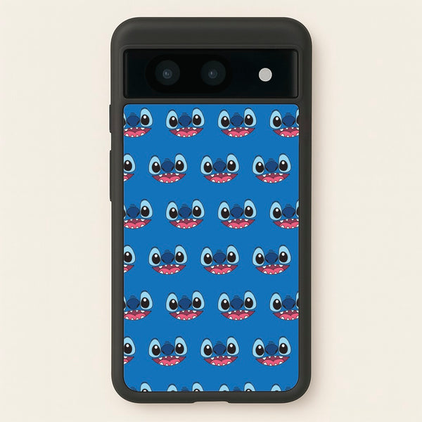 Blue Alien Face Pattern - Stitch Phone Case for Google Pixel 8a