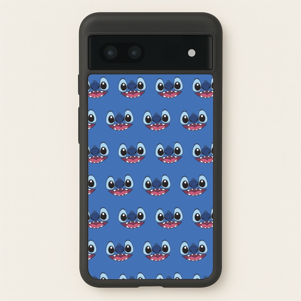 Blue Alien Face Pattern - Stitch Phone Case for Google Pixel 7a