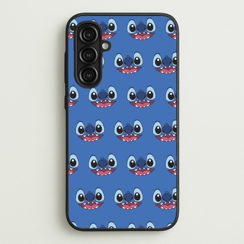 Blue Alien Face Pattern - Stitch Phone Case for Galaxy A16