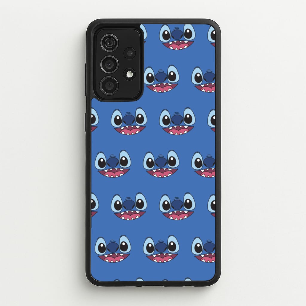 Blue Alien Face Pattern - Stitch Phone Case for Galaxy A52 / A52s