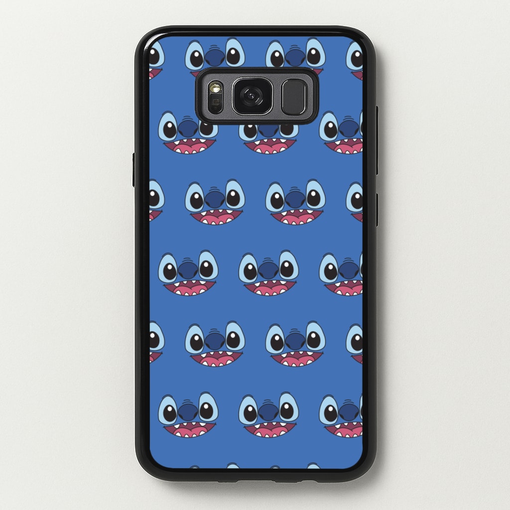 Blue Alien Face Pattern - Stitch Phone Case for Galaxy S8