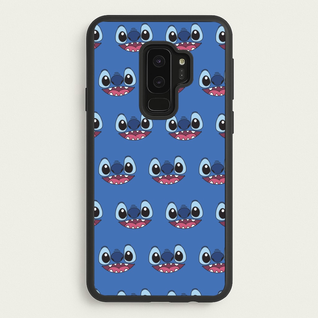 Blue Alien Face Pattern - Stitch Phone Case for Galaxy S9 Plus