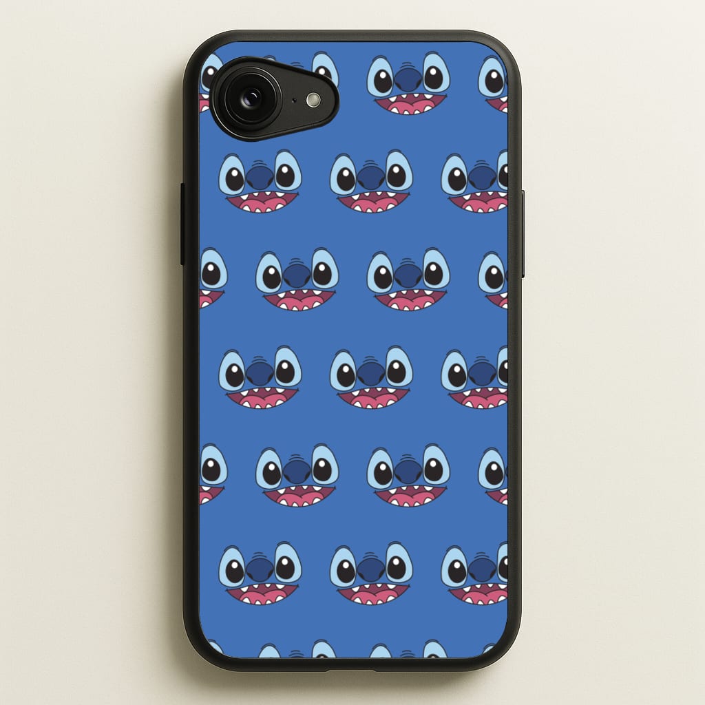 Blue Alien Face Pattern - Stitch Phone Case for iPhone 16e