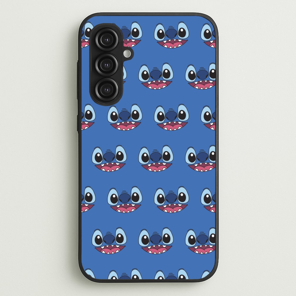 Blue Alien Face Pattern - Stitch Phone Case for Galaxy S23FE