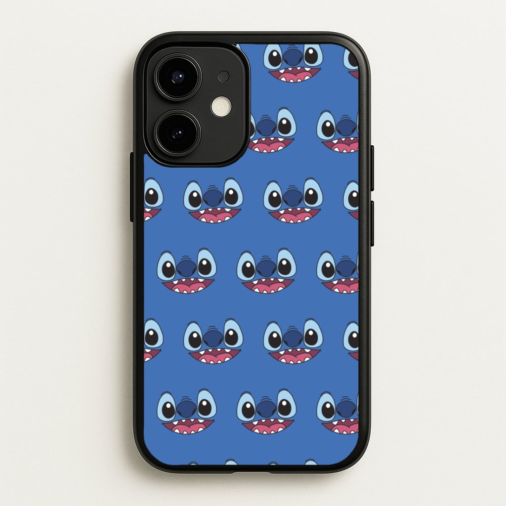 Blue Alien Face Pattern - Stitch Phone Case for iPhone 12 Mini