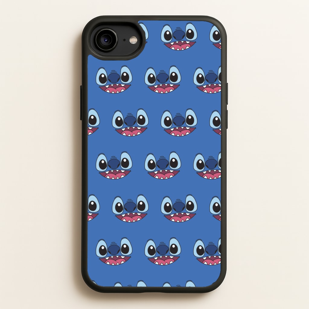 Blue Alien Face Pattern - Stitch Phone Case for iPhone 6 / 7 / 8 / SE