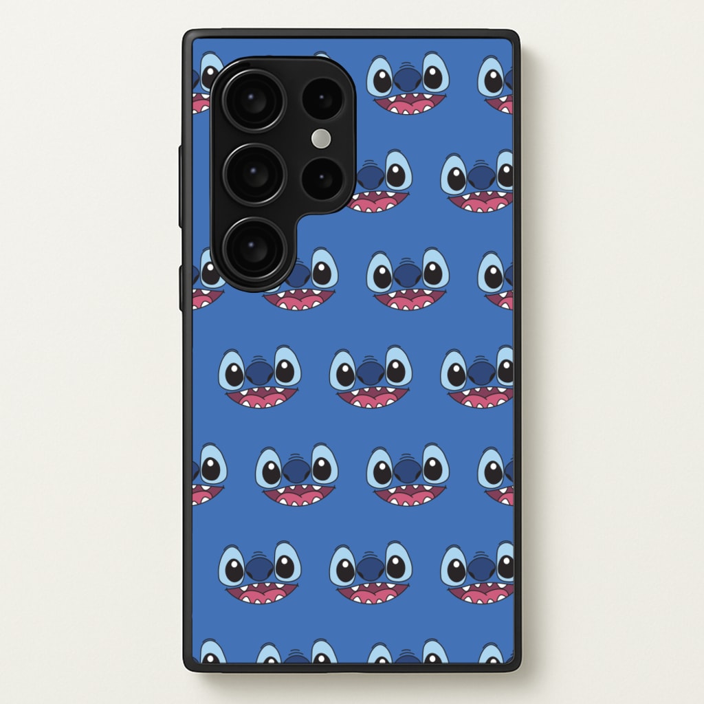 Blue Alien Face Pattern - Stitch Phone Case for Galaxy S24 Ultra