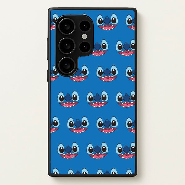 Blue Alien Face Pattern - Stitch Phone Case for Galaxy S24 Ultra