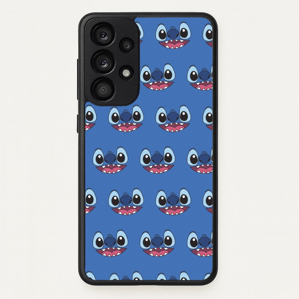 Blue Alien Face Pattern - Stitch Phone Case for Galaxy A33