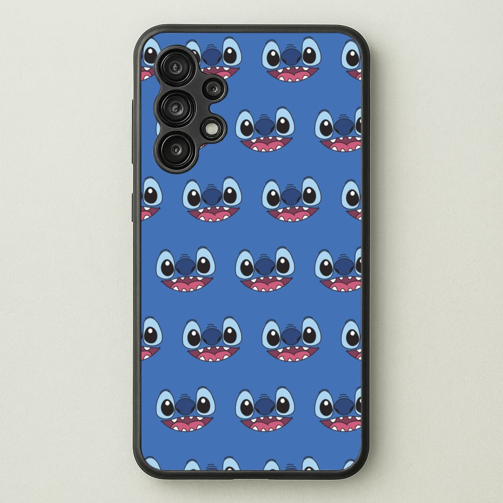 Blue Alien Face Pattern - Stitch Phone Case for Galaxy A13