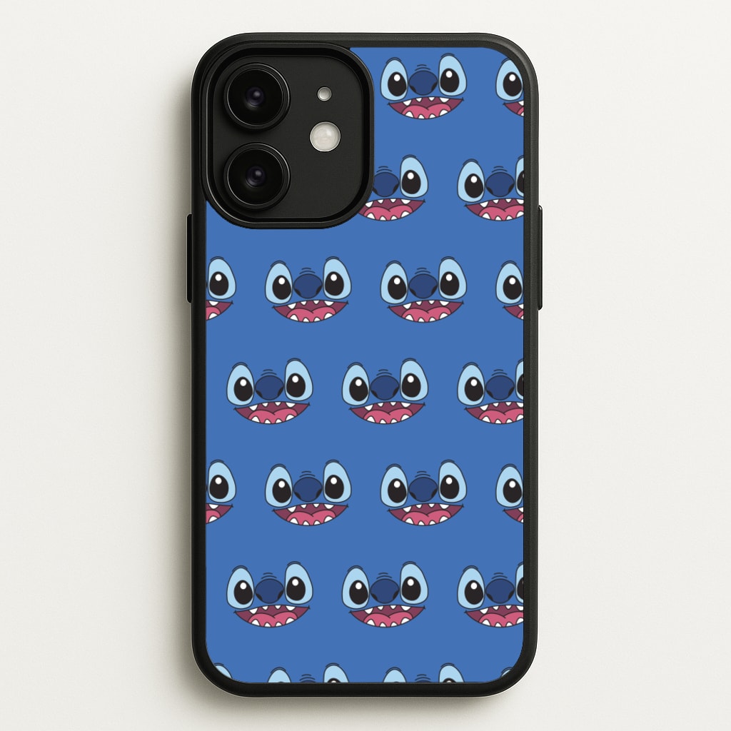 Blue Alien Face Pattern - Stitch Phone Case for iPhone 11