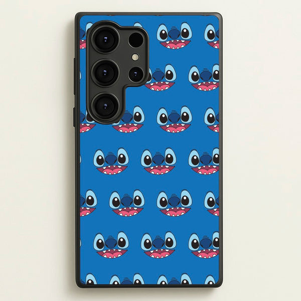 Blue Alien Face Pattern - Stitch Phone Case for Galaxy S25 Ultra