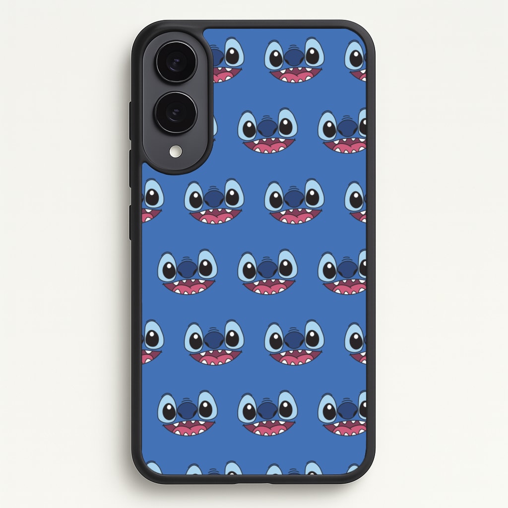 Blue Alien Face Pattern - Stitch Phone Case for Galaxy S25 Edge