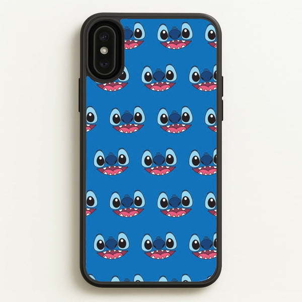 Blue Alien Face Pattern - Stitch Phone Case for iPhone XS Max
