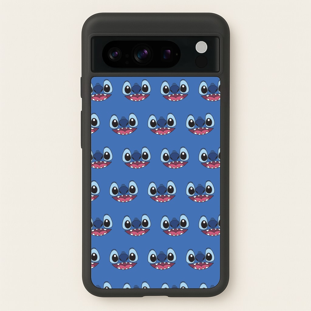 Blue Alien Face Pattern - Stitch Phone Case for Google Pixel 8 Pro