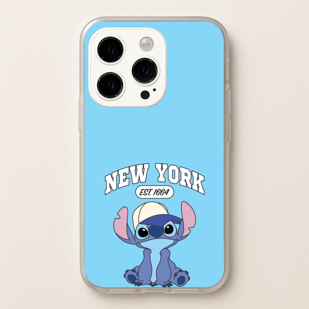 New York Blue Alien - Stitch Phone Case for iPhone 15 Pro