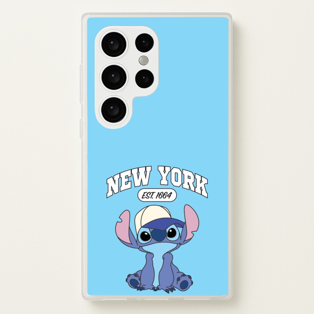 New York Blue Alien - Stitch Phone Case for Galaxy S24 Ultra
