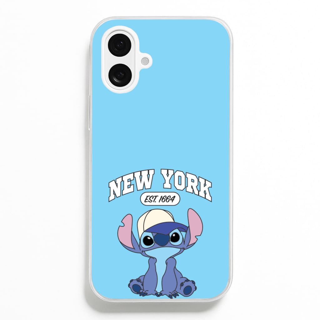 New York Blue Alien - Stitch Phone Case for iPhone 16 Plus